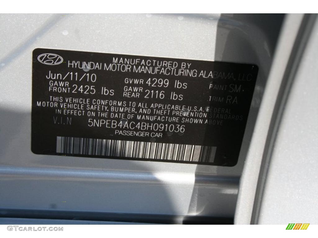 2011 Sonata GLS - Radiant Silver / Gray photo #10