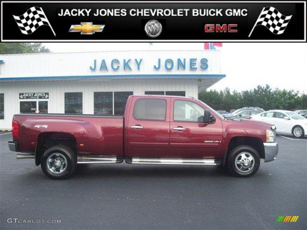 2008 Silverado 3500HD LT Crew Cab 4x4 Dually - Deep Ruby Red Metallic / Light Titanium/Dark Titanium photo #1