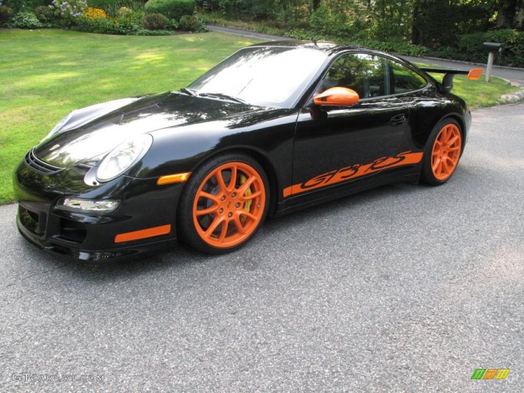 2008 911 GT3 RS - Black/Orange / Black photo #1