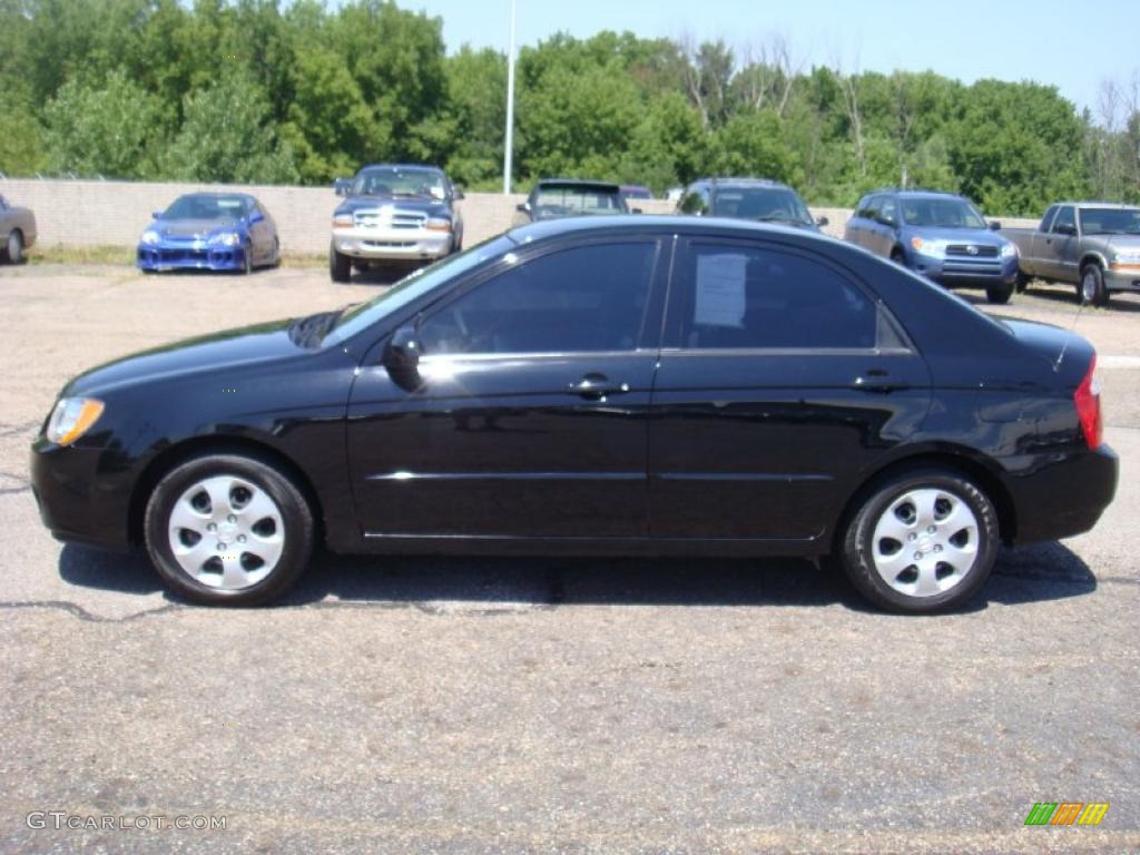 2006 Spectra EX Sedan - Ebony Black / Gray photo #1