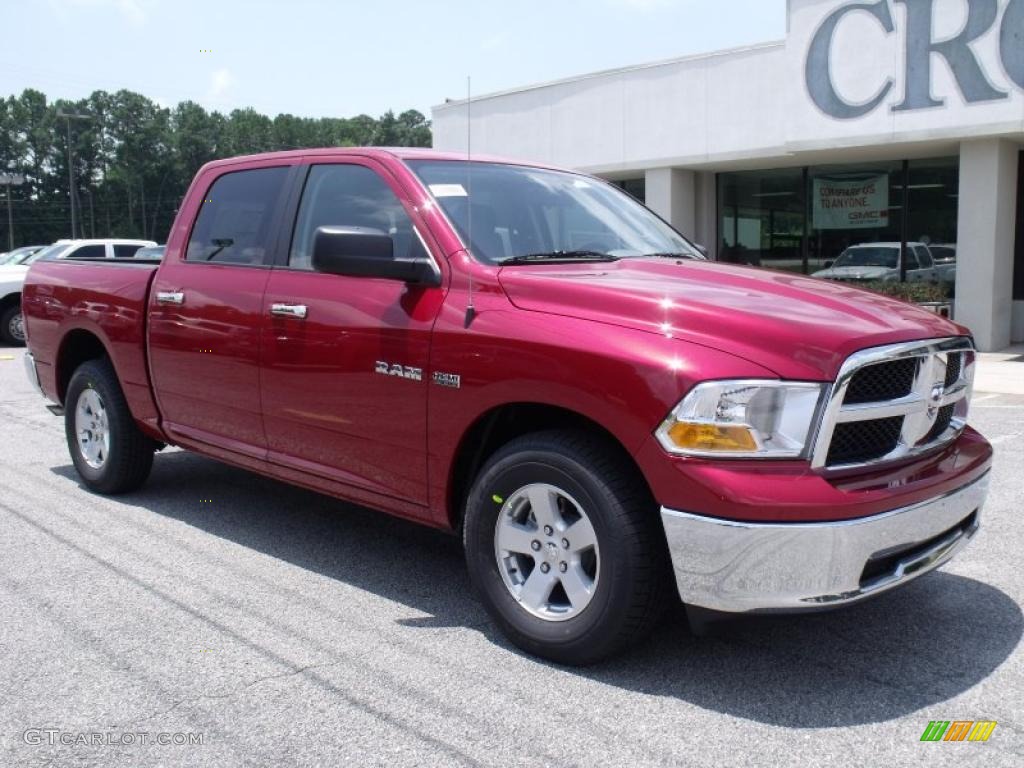 2010 Ram 1500 SLT Crew Cab - Inferno Red Crystal Pearl / Dark Slate/Medium Graystone photo #2