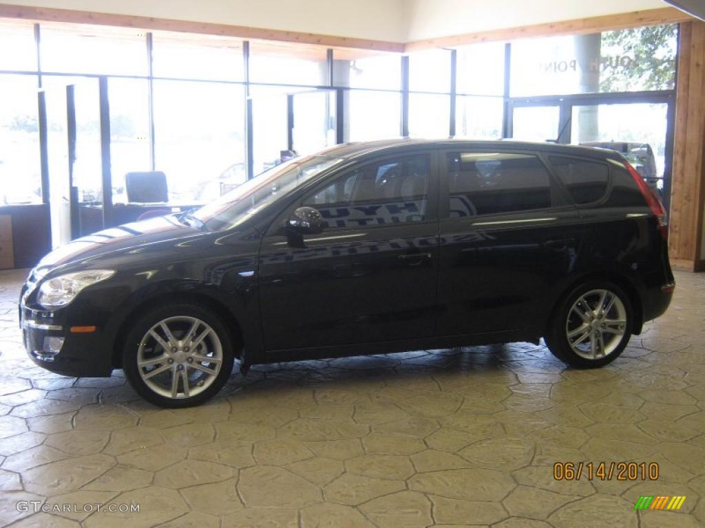2009 Elantra Touring - Black Pearl / Beige photo #3