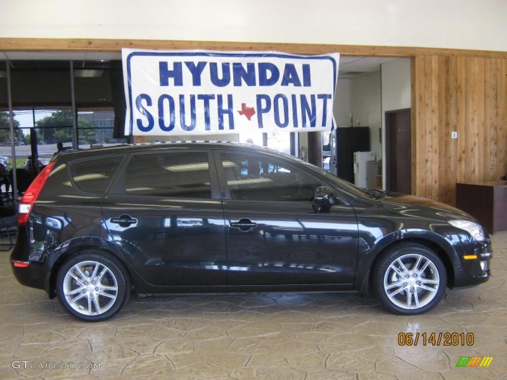 2009 Elantra Touring - Black Pearl / Beige photo #7