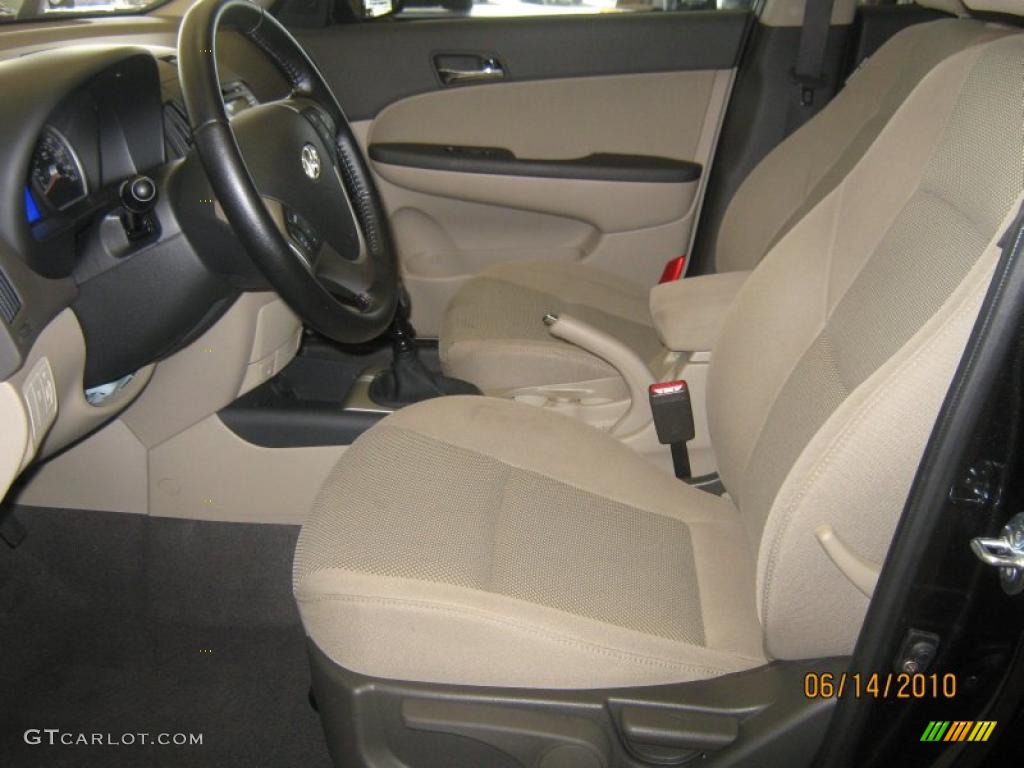 2009 Elantra Touring - Black Pearl / Beige photo #9