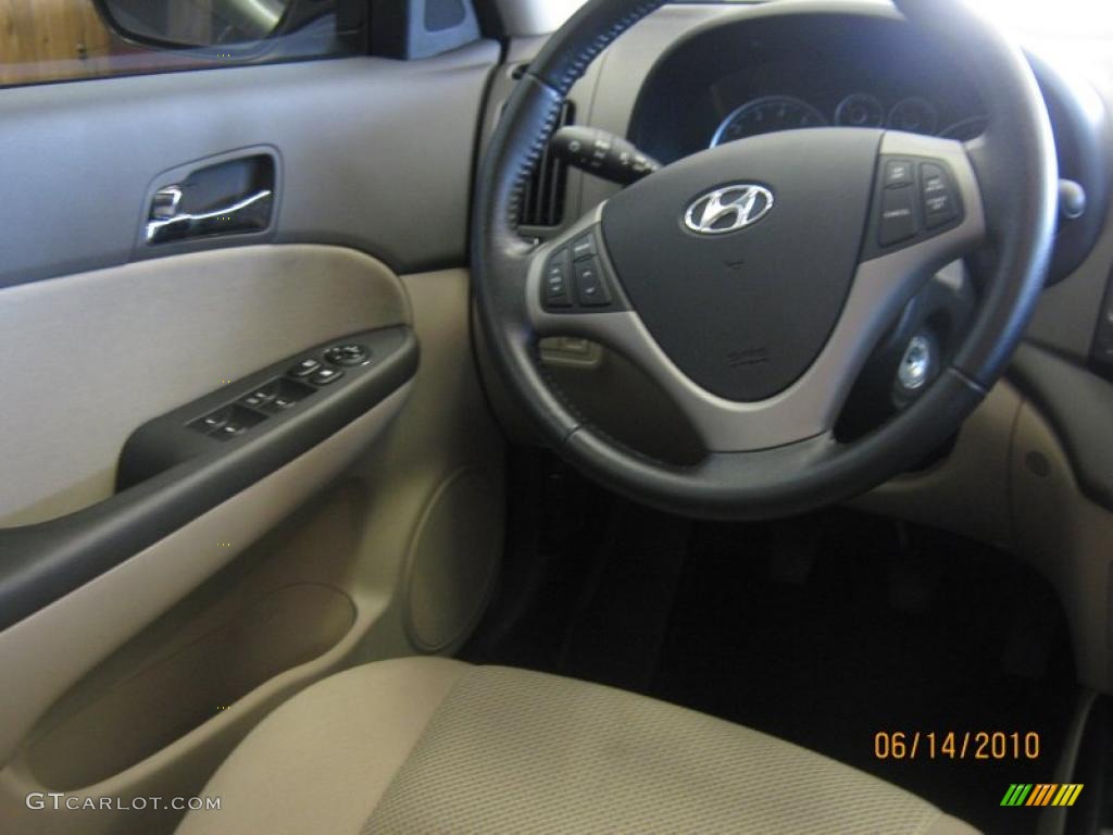 2009 Elantra Touring - Black Pearl / Beige photo #14