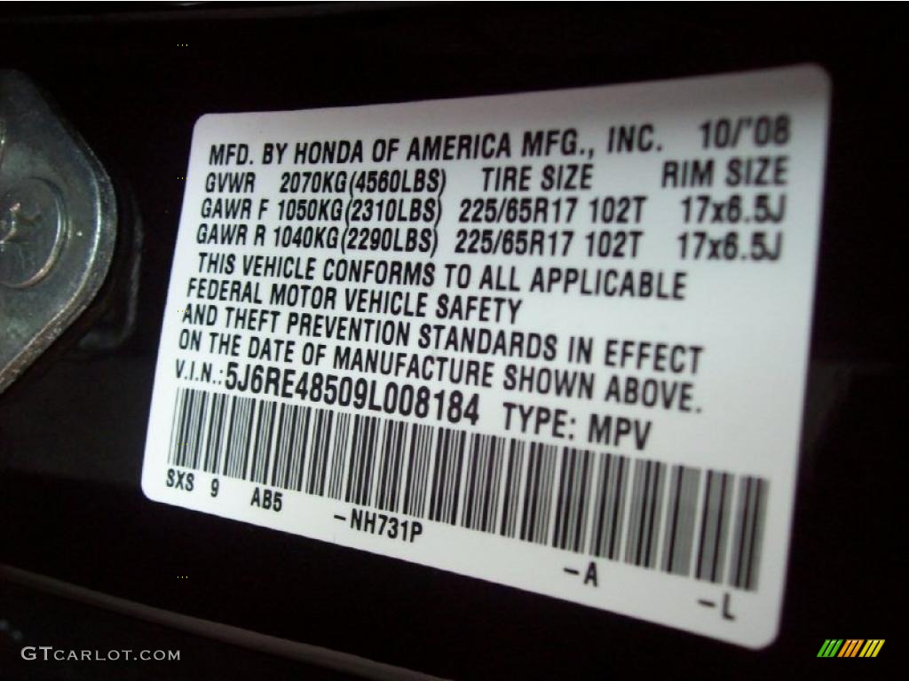 2009 CR-V EX 4WD - Crystal Black Pearl / Black photo #24