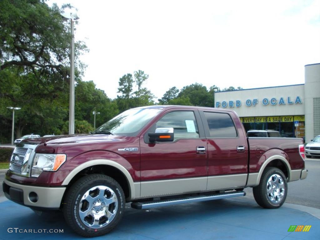 2010 F150 Lariat SuperCrew - Royal Red Metallic / Tan photo #1