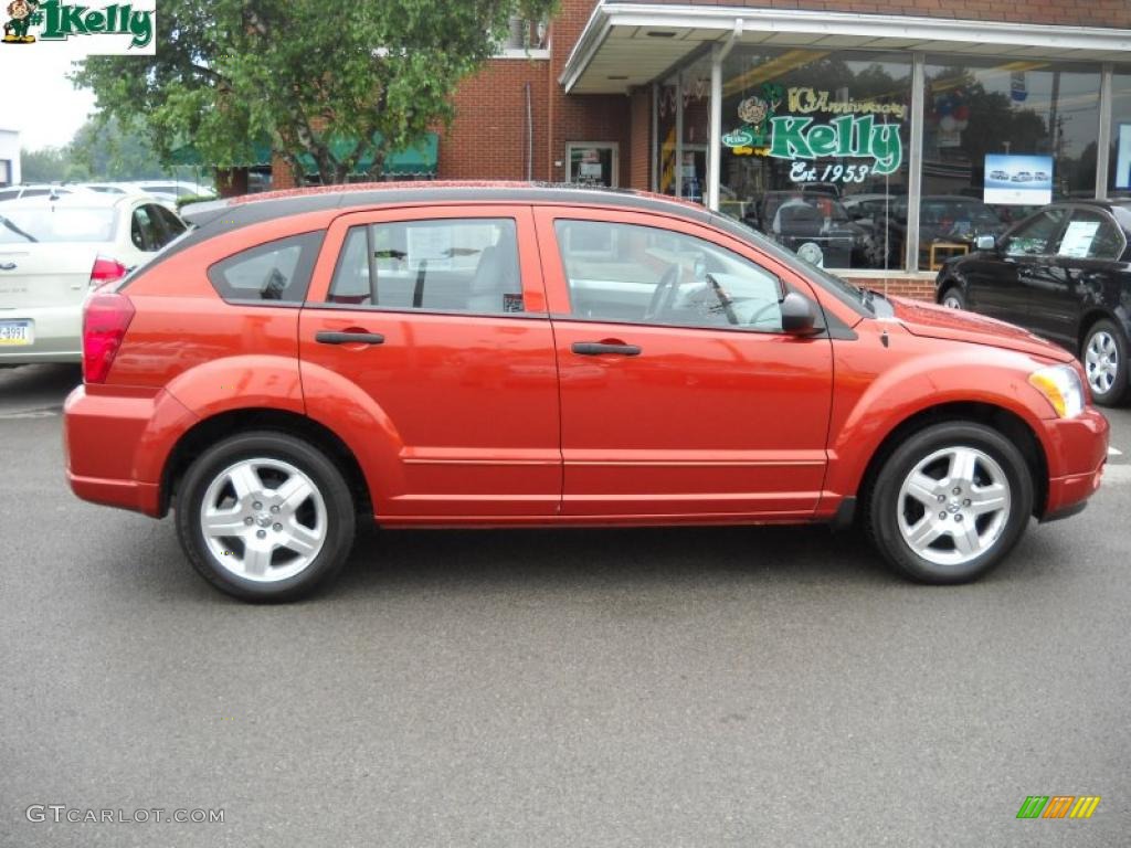 2007 Caliber SXT - Sunburst Orange Pearl / Pastel Slate Gray/Orange photo #2