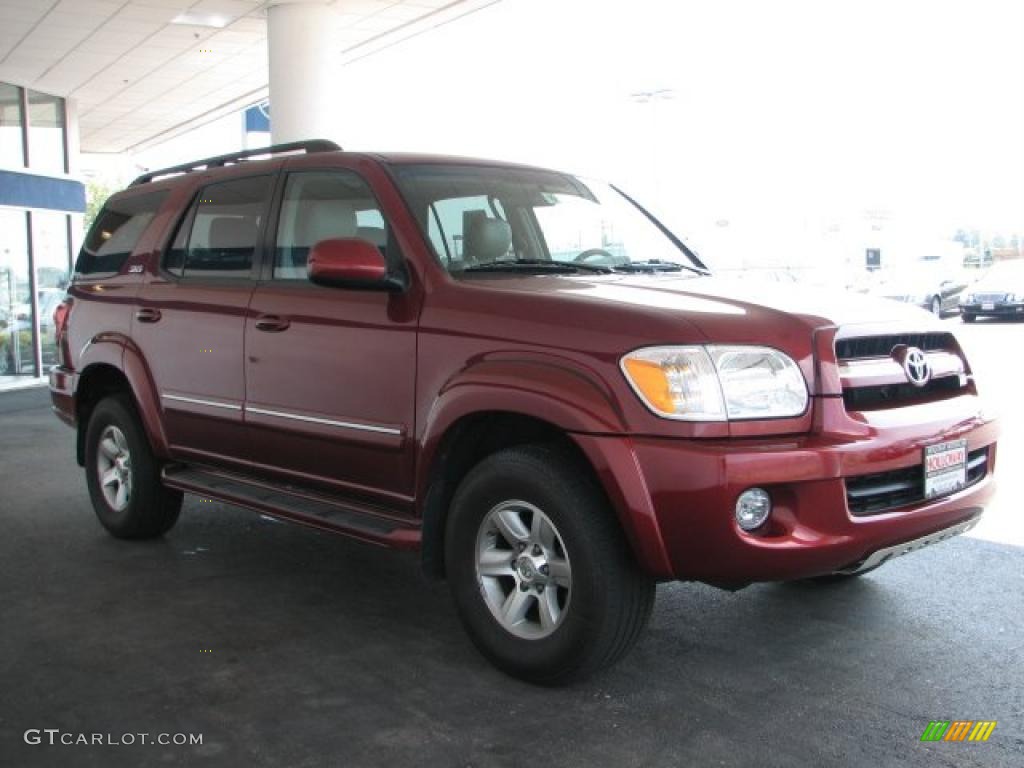 2006 Sequoia SR5 4WD - Salsa Red Pearl / Taupe photo #3