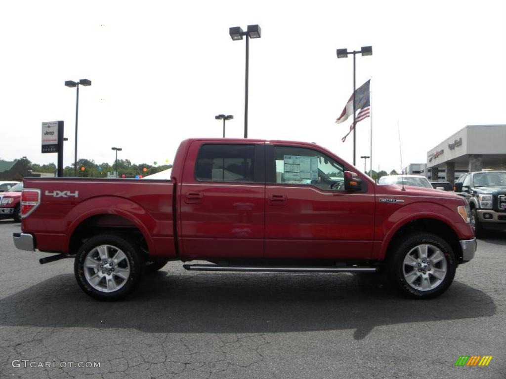 2010 F150 Lariat SuperCrew 4x4 - Red Candy Metallic / Tan photo #2