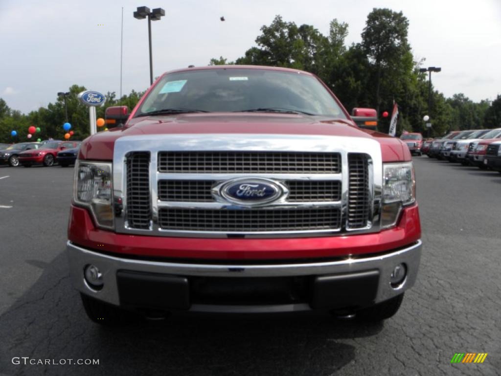 2010 F150 Lariat SuperCrew 4x4 - Red Candy Metallic / Tan photo #7