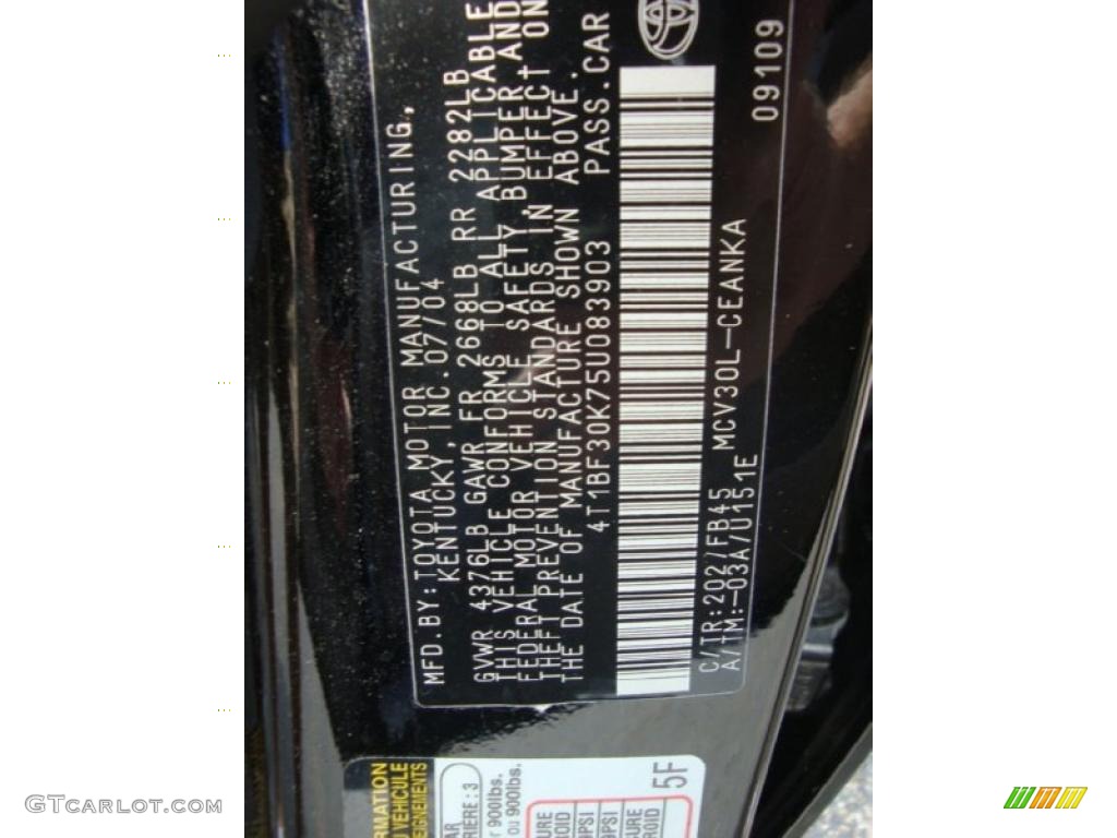 2005 Camry LE V6 - Black / Taupe photo #14