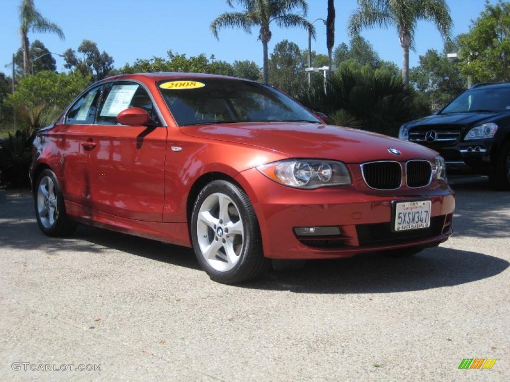 2008 1 Series 128i Coupe - Sedona Red Metallic / Grey photo #7