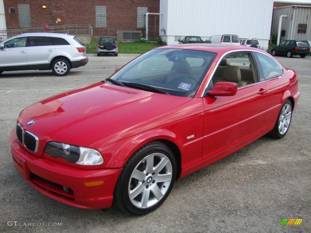 2003 3 Series 325i Coupe - Electric Red / Sand photo #2