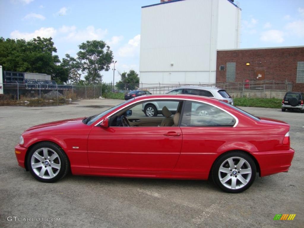 2003 3 Series 325i Coupe - Electric Red / Sand photo #11