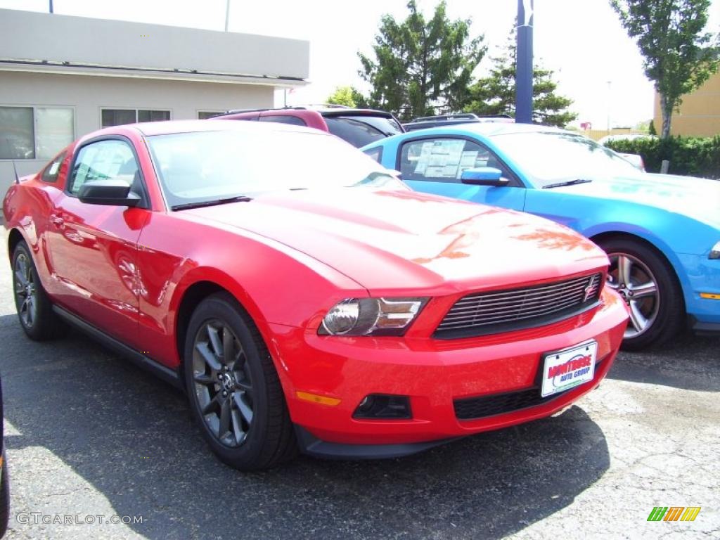 2011 Mustang V6 Premium Coupe - Race Red / Stone photo #3