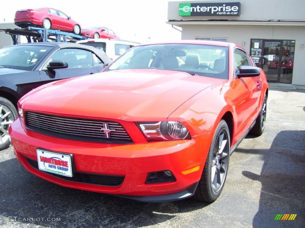 2011 Mustang V6 Premium Coupe - Race Red / Stone photo #4