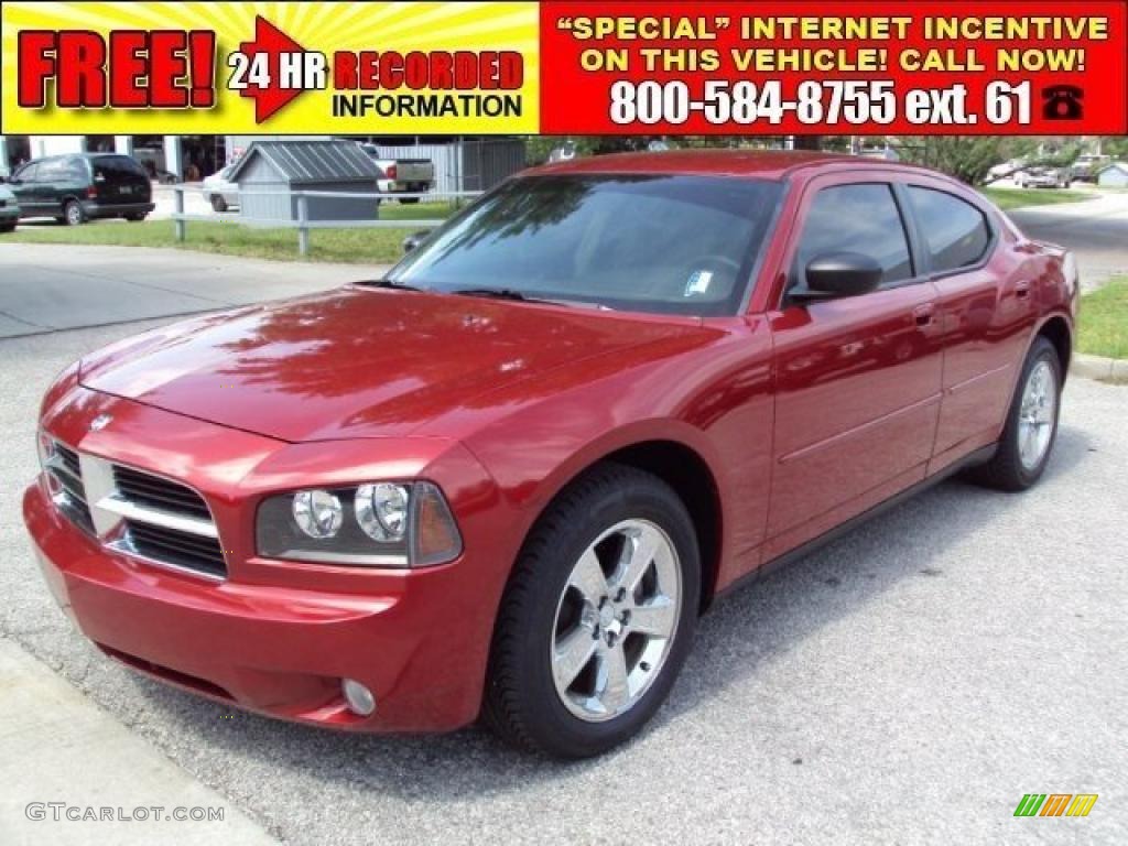 2007 Charger SXT - Inferno Red Crystal Pearl / Dark Slate Gray/Light Graystone photo #1