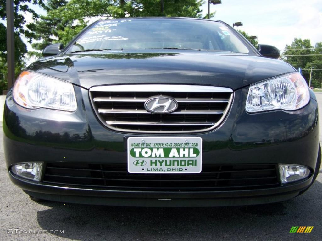 2009 Elantra GLS Sedan - Black Pearl / Beige photo #2