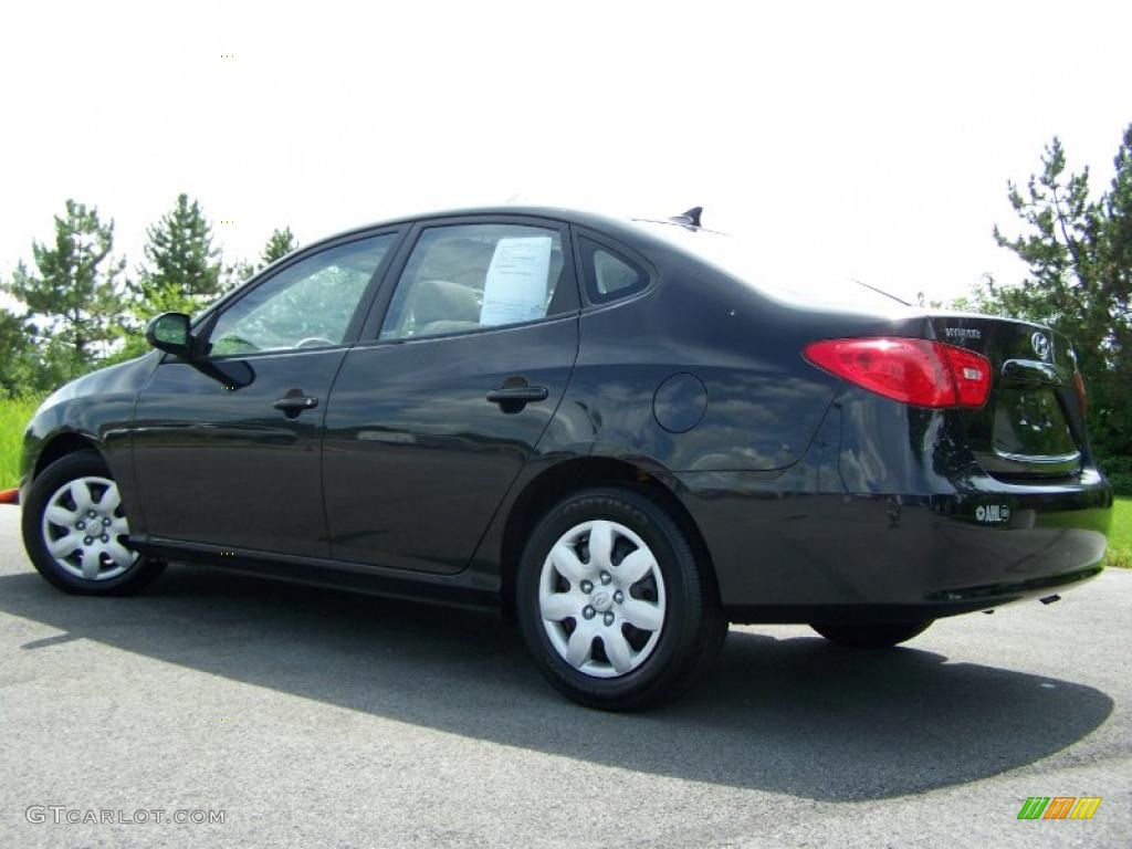 2009 Elantra GLS Sedan - Black Pearl / Beige photo #3
