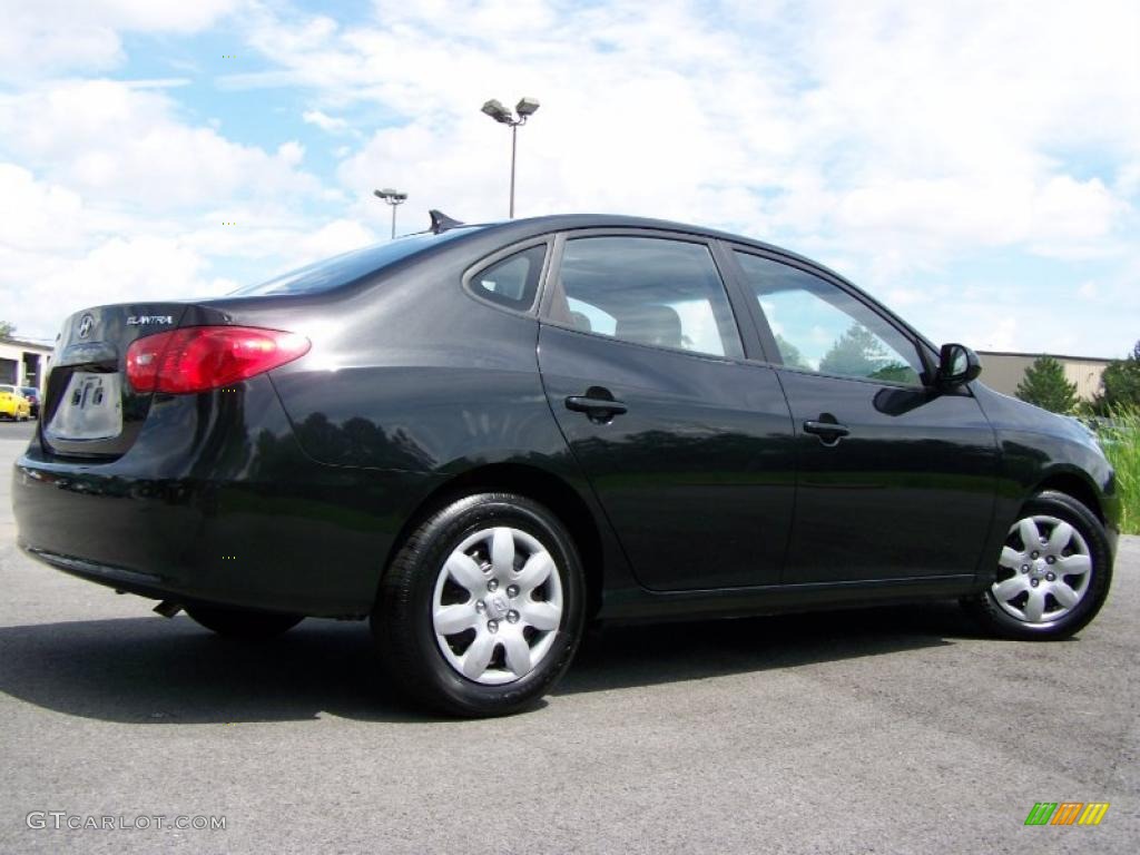 2009 Elantra GLS Sedan - Black Pearl / Beige photo #6