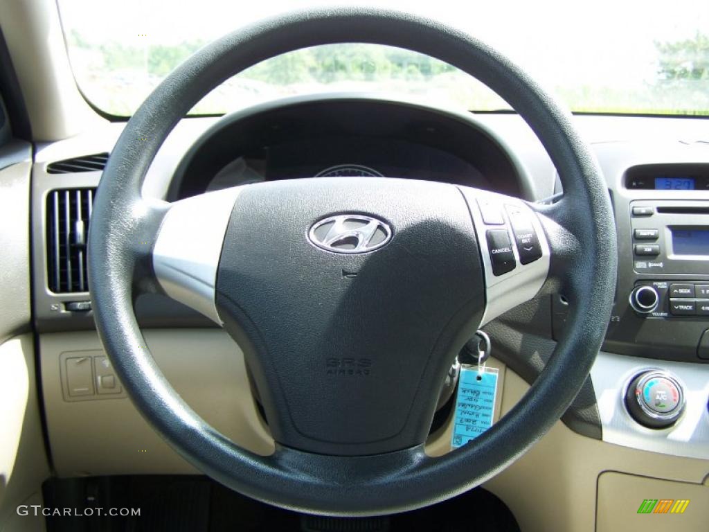 2009 Elantra GLS Sedan - Black Pearl / Beige photo #17