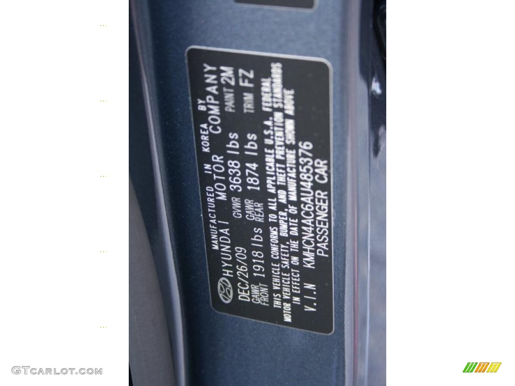 2010 Accent GLS 4 Door - Charcoal Gray / Gray photo #21