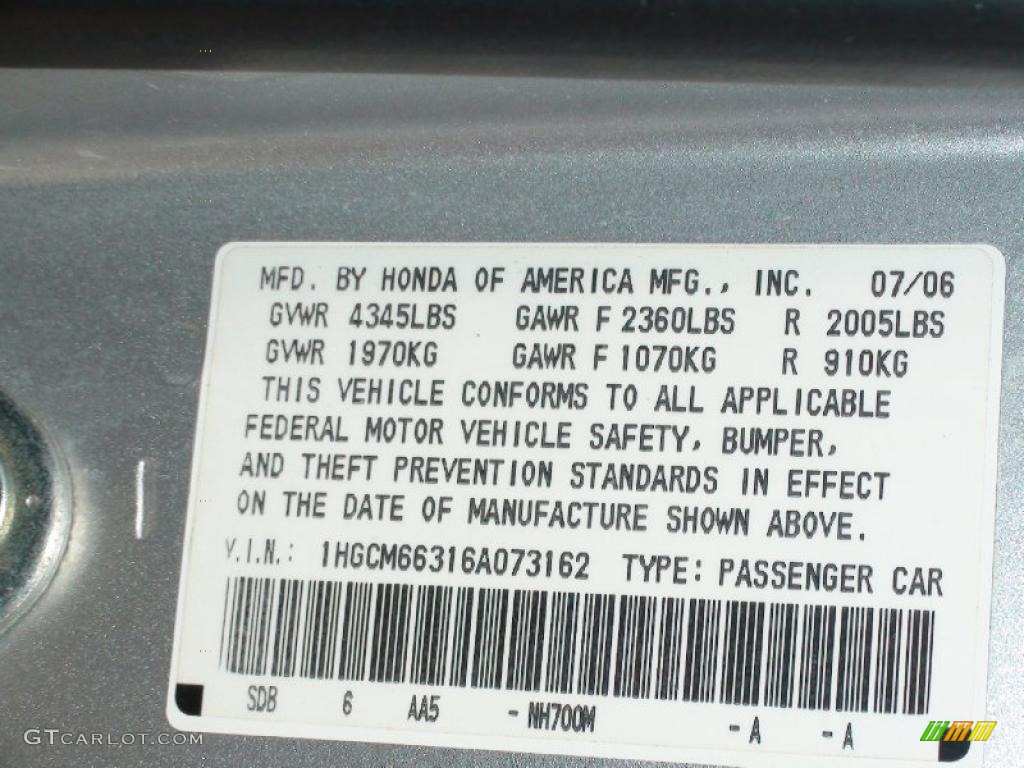2006 Accord LX V6 Sedan - Alabaster Silver Metallic / Black photo #43
