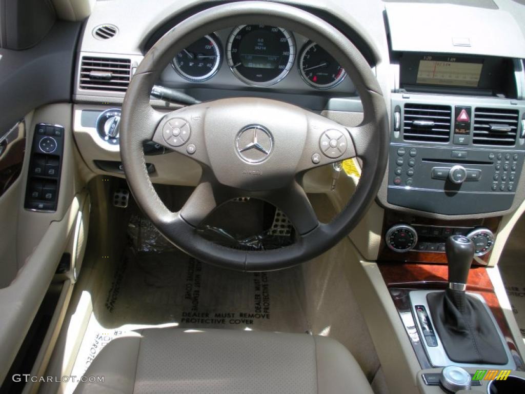 2009 Mercedes-Benz C 300 Sport Almond/Mocha Steering Wheel Photo #33227216