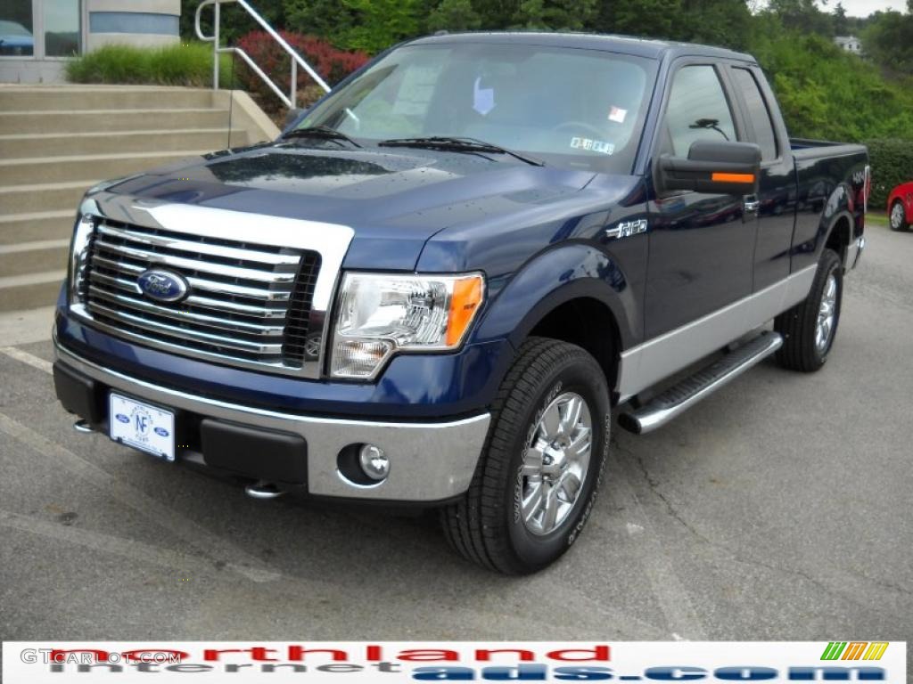 2010 F150 XLT SuperCab 4x4 - Dark Blue Pearl Metallic / Medium Stone photo #2