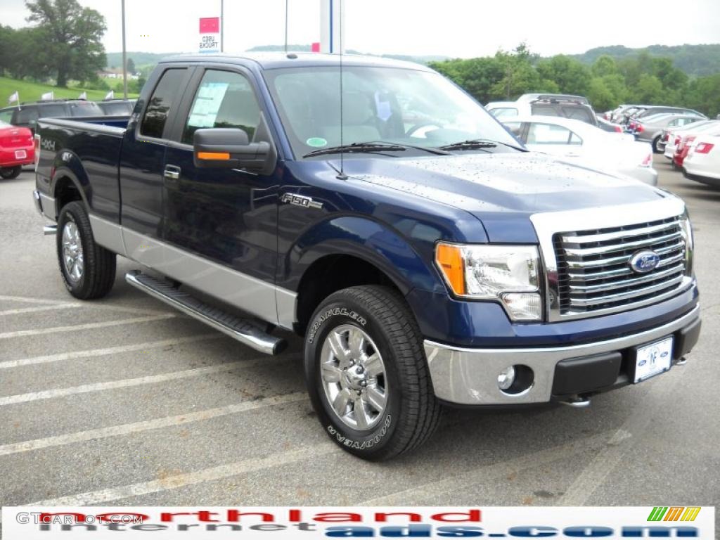 2010 F150 XLT SuperCab 4x4 - Dark Blue Pearl Metallic / Medium Stone photo #4
