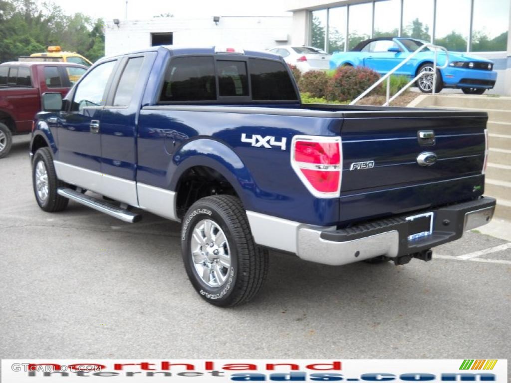 2010 F150 XLT SuperCab 4x4 - Dark Blue Pearl Metallic / Medium Stone photo #8