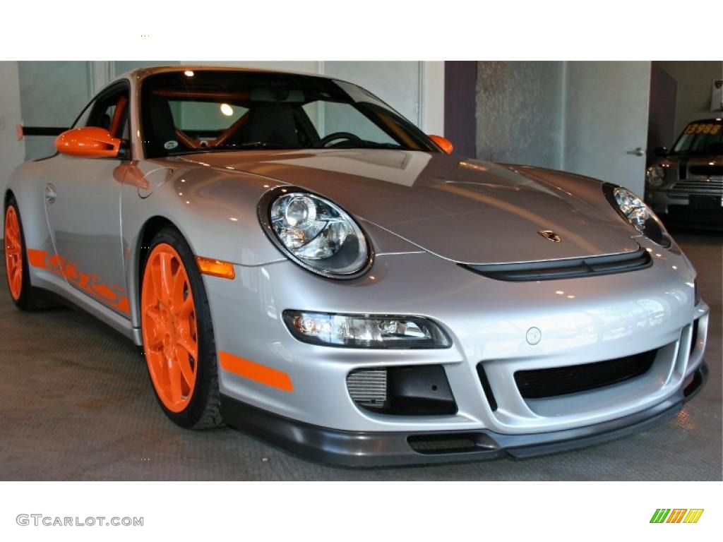 Arctic Silver Metallic/Orange Porsche 911