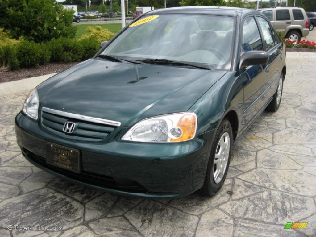 2002 Civic LX Sedan - Clover Green Metallic / Beige photo #1