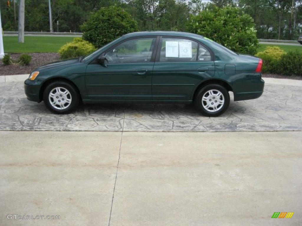 2002 Civic LX Sedan - Clover Green Metallic / Beige photo #9