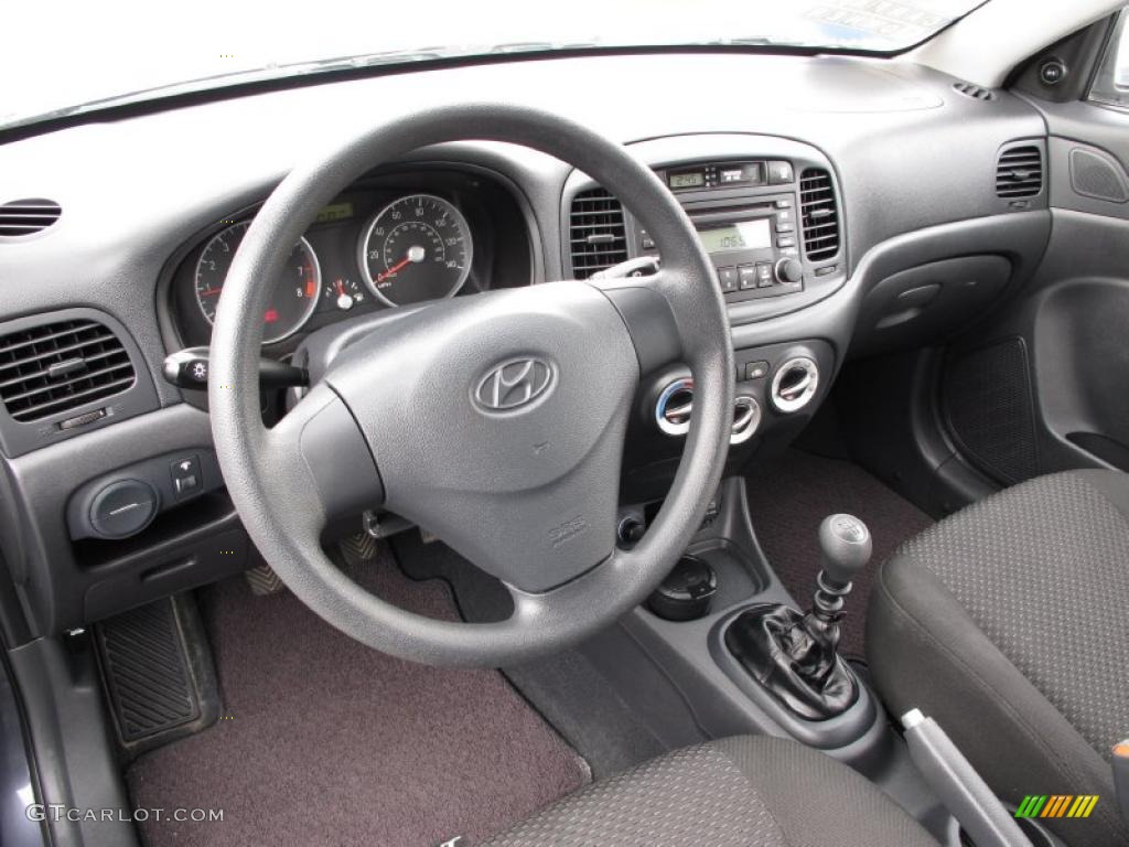 2008 Accent GS Coupe - Charcoal Gray / Black photo #14