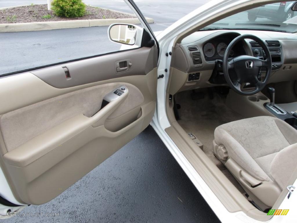 2001 Civic EX Coupe - Taffeta White / Beige photo #11