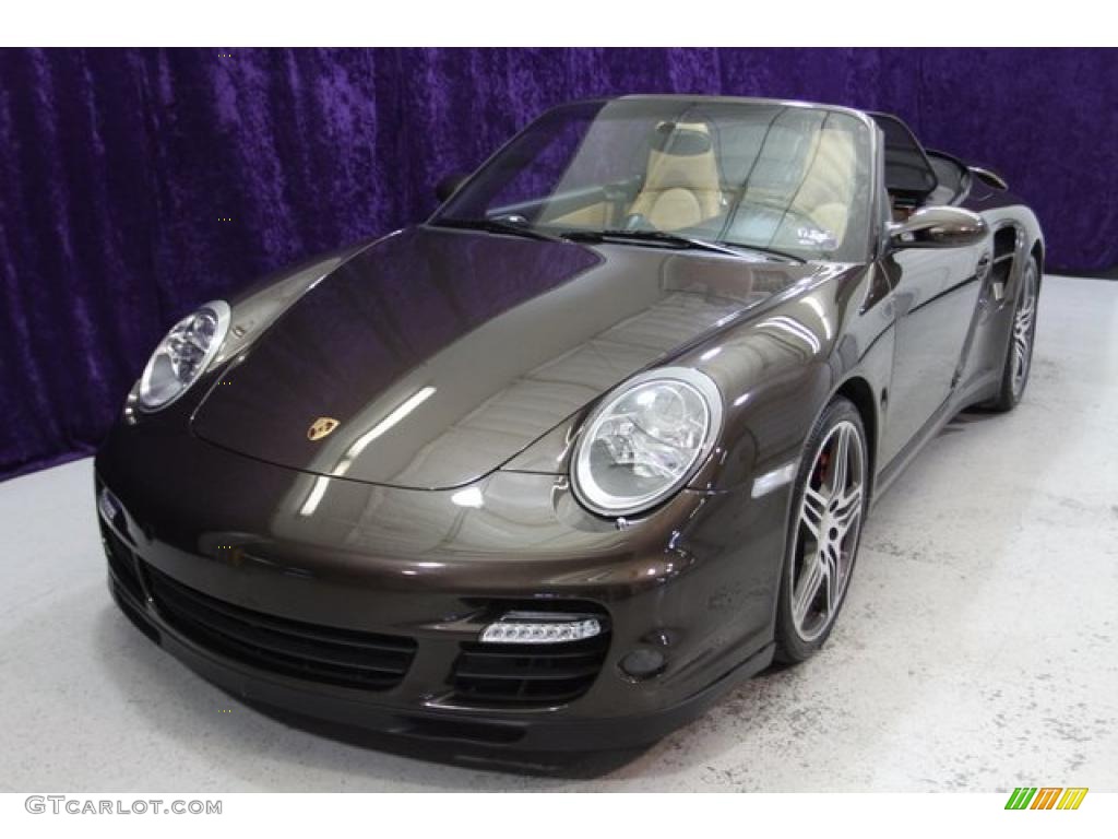 2008 911 Turbo Cabriolet - Macadamia Metallic / Sand Beige photo #39