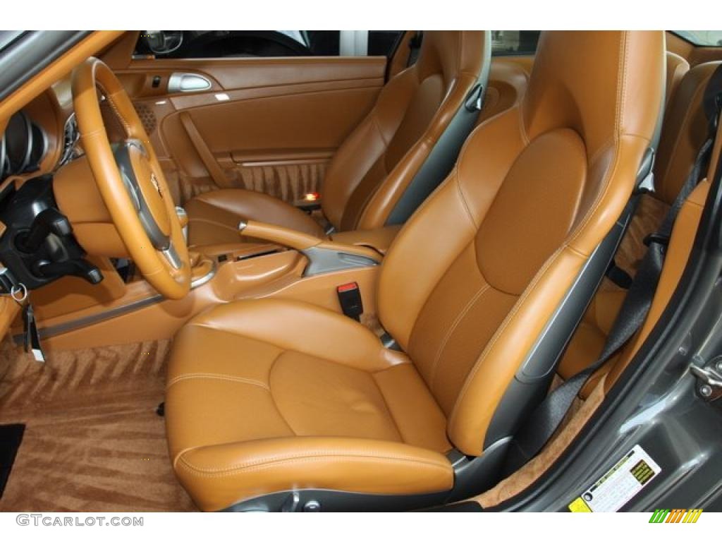 2007 911 Turbo Coupe - Slate Grey Metallic / Natural Leather Brown photo #22