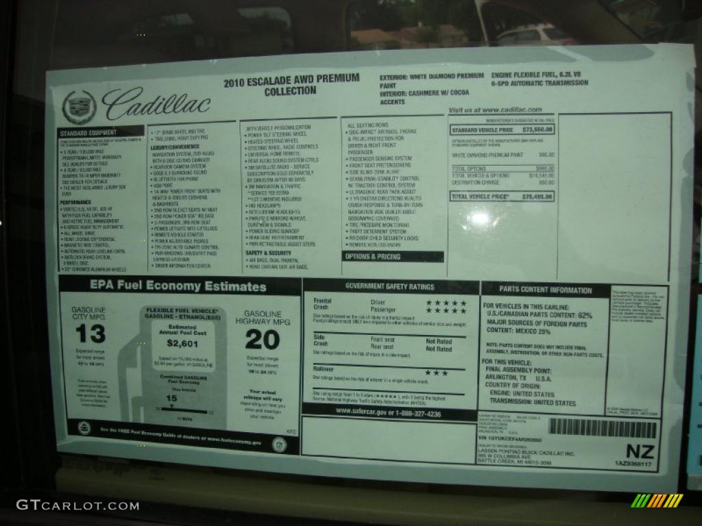 2010 Escalade Premium AWD - White Diamond / Cashmere/Cocoa photo #20