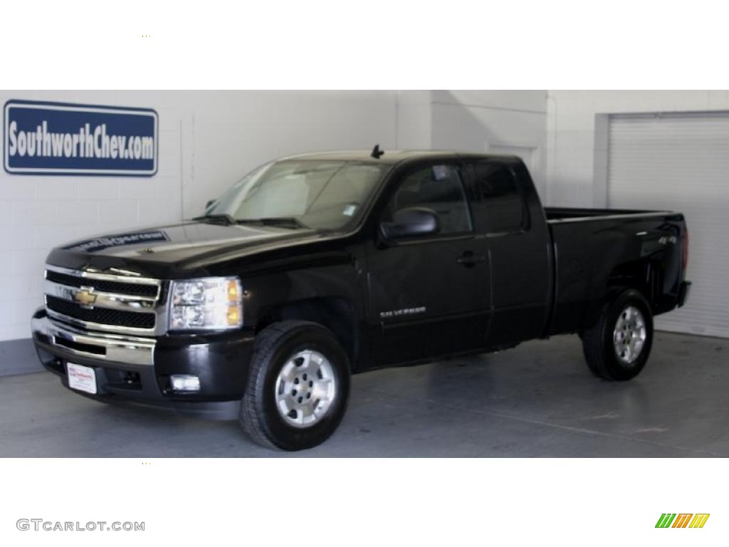 2010 Silverado 1500 LT Extended Cab 4x4 - Black Granite Metallic / Ebony photo #1