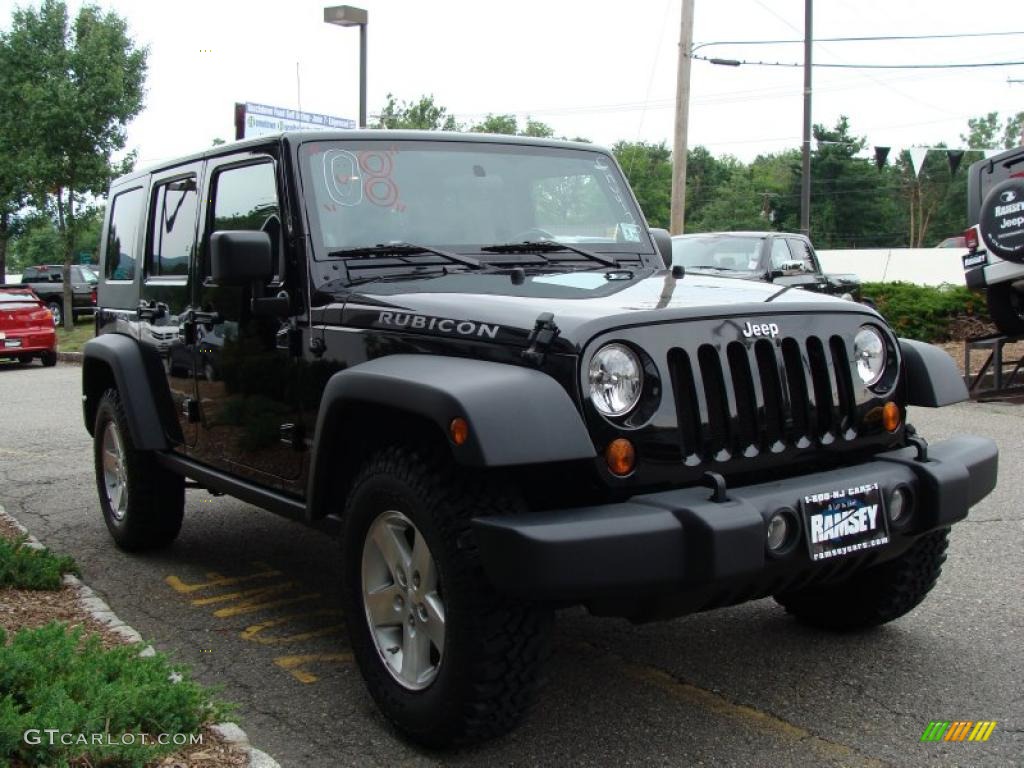 2008 Wrangler Unlimited Rubicon 4x4 - Black / Dark Slate Gray/Med Slate Gray photo #3
