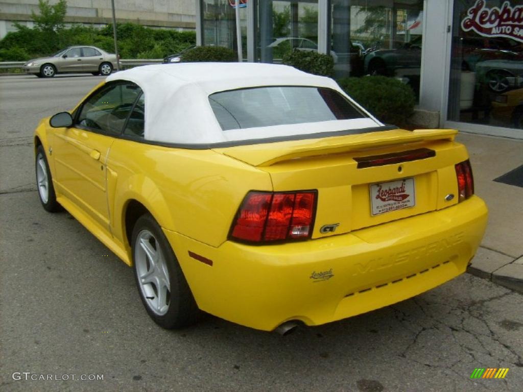 1999 Mustang GT Convertible - Chrome Yellow / Oxford White photo #3