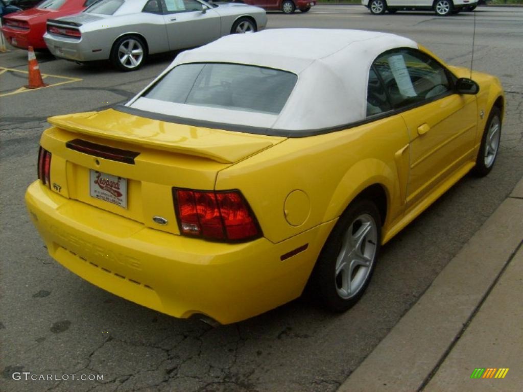 1999 Mustang GT Convertible - Chrome Yellow / Oxford White photo #5