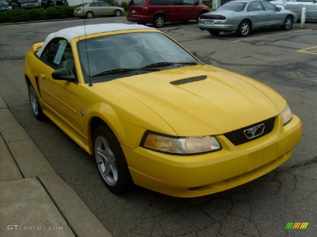 1999 Mustang GT Convertible - Chrome Yellow / Oxford White photo #6