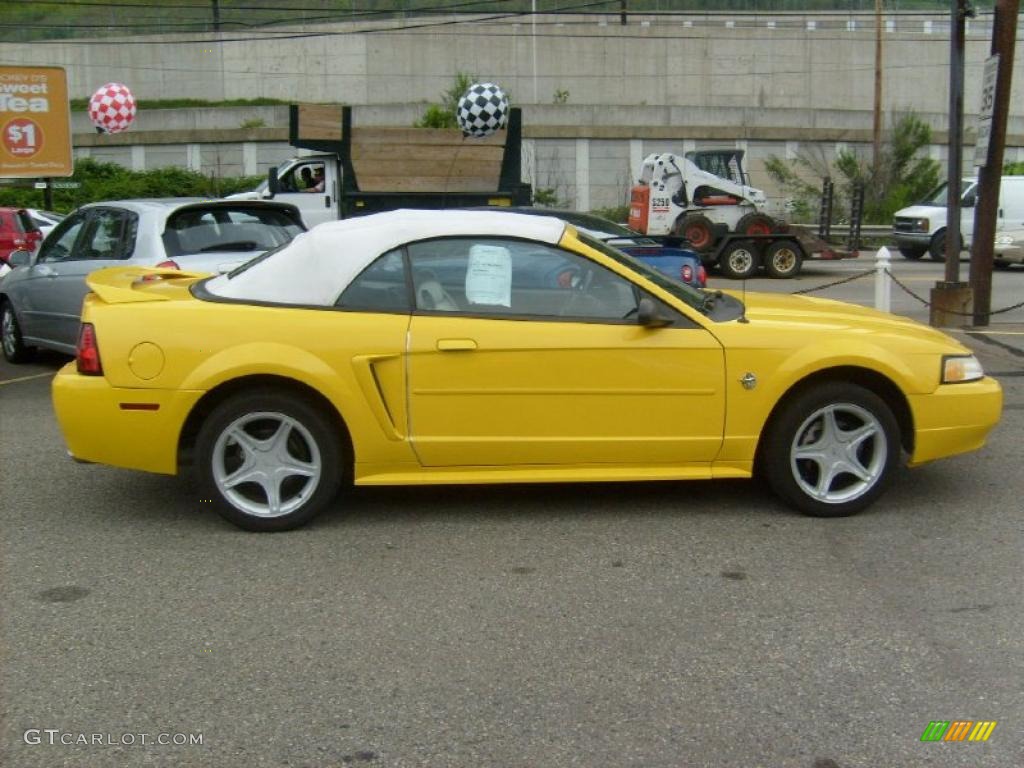 1999 Mustang GT Convertible - Chrome Yellow / Oxford White photo #9