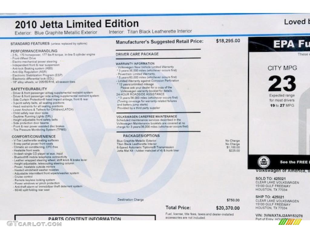 2010 Jetta Limited Edition Sedan - Blue Graphite Metallic / Titan Black photo #11