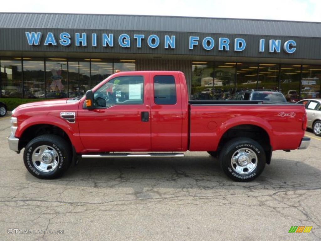 2008 F350 Super Duty XLT SuperCab 4x4 - Bright Red / Medium Stone photo #1