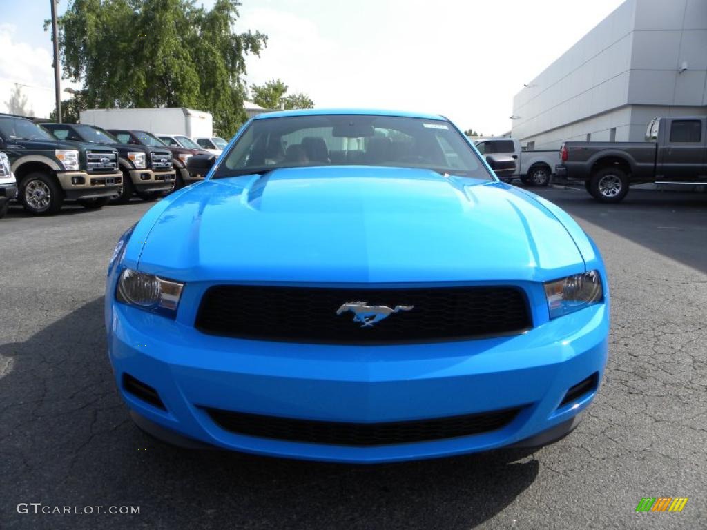 2011 Mustang V6 Premium Coupe - Grabber Blue / Charcoal Black photo #7