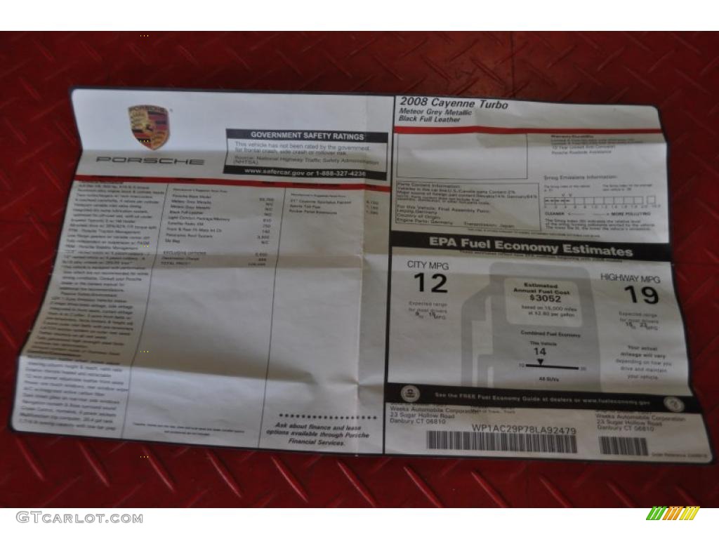 2008 Porsche Cayenne Turbo Window Sticker Photo #33372901